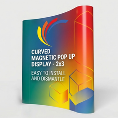 Custom Printed Magnetic Curved Pop Up Stand 2 x 3 with Foldable Structure & Carry Bag – Premium Vinyl Printed Exhibition Backdrop Display | Magnet Panel System for Events, Trade Shows, Retail Promotions & Corporate Branding | Yalla Printing UAE