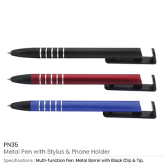 Custom Printed 3 In 1 Metal Pens - Stainless Steel With Premium Display System - Stainless Steel | Logo Branding Corporate Gift | UAE Delivery | Yalla Printing UAE