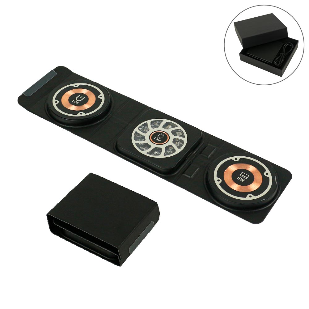 Custom Printed 3 - In - 1 Foldable Wireless Charger For Mobile, Iwatch And Earbuds | Logo Branding Corporate Gift | UAE Delivery | Yalla Printing UAE