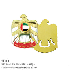 Custom Printed UAE Falcon Metal Badges - Stainless Steel | Exhibitions, Conferences, Corporate Events | Yalla Printing UAE