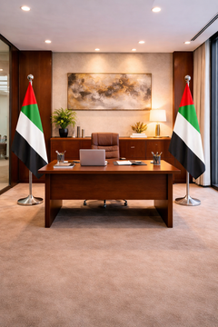 Custom Printed Conference Flag 150 x 100 cm with 2 Meter VIP Pole – Double-Sided Taffeta Satin Fabric Flag | Premium Signage & Display Printing | Free Design Support | Yalla Printing UAE
