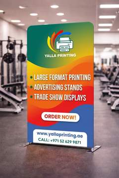 Custom Printed Straight Tension Fabric Stand 100 x 230 cm – Fabric Display Stand with Stitching and Straight Frame | Professional Business Printing | Free Design Support | Yalla Printing UAE