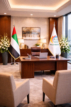 Custom Printed Conference Flag 180 x 100 cm with 3 Meter VVIP Pole – Double-Sided Canvas Stiffener Flag | Premium Signage & Display Printing | Free Design Support | Yalla Printing UAE