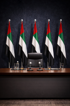 Custom Printed Conference Flag 150 x 100 cm with 2.5 Meter Adjustable VIP Pole – Double-Sided Taffeta Satin Fabric Flag | Premium Signage & Display Printing | Free Design Support | Yalla Printing UAE