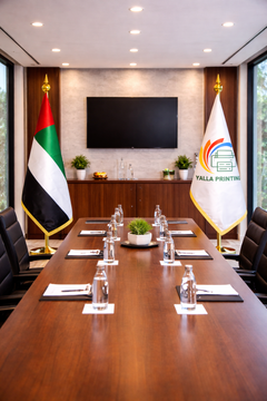 Custom Printed Conference Flag 180 x 100 cm with 3.5 Meter Adjustable VIP Pole – Double-Sided Canvas Stiffener Flag | Premium Signage & Display Printing | Free Design Support | Yalla Printing UAE