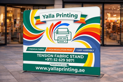 Custom Printed Straight Tension Fabric Stand 400 x 230 cm – Fabric Display Backdrop with Stitching and Straight Frame | Premium Signage & Display Printing | Free Design Support | Yalla Printing UAE