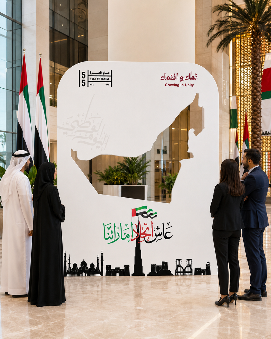 UAE Map Cutout Backdrop 180x120cm | Customized Eid Al Etihad / UAE National Day Backdrop – Yalla Printing UAE
