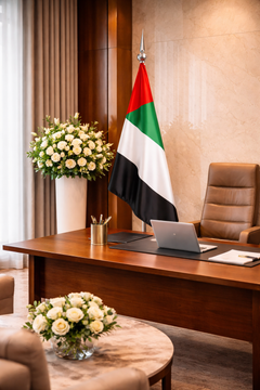 Custom Printed Conference Flag 180 x 100 cm with 3 Meter VVIP Pole – Double-Sided Taffeta Satin Fabric Flag | Premium Signage & Display Printing | Free Design Support | Yalla Printing UAE