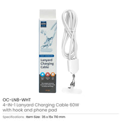 USB Drives – 4 in 1 Lanyard Charging Cable 60W , 120cm Long with Hook for ID Card and Phone Pad | Custom Packaging Printing | Free Design Support | Yalla Printing UAE