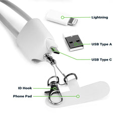 USB Drives – 4 in 1 Lanyard Charging Cable 60W , 120cm Long with Hook for ID Card and Phone Pad | Custom Packaging Printing | Free Design Support | Yalla Printing UAE