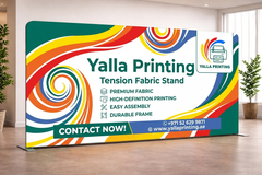 Custom Printed Straight Tension Fabric Stand 600 x 230 cm – Fabric Display Backdrop with Stitching and Straight Frame | Professional Business Printing | Free Design Support | Yalla Printing UAE