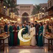 🌙 Ramadan Kareem Premium Crescent Moon Standee | Luxury Ramadan Event Centerpiece with Custom Logo | Yalla Printing UAE