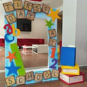 Back-to-School Photo Frame Cutout - "First Day at School" Decor