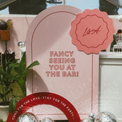 Trendy Bar Signage Set - “Fancy Seeing You at the Bar” Arched Panel with Personalized Monogram and Curved Message Display