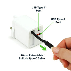 Custom Printed 80W Gan Fast Charger Adaptor With Retractable Built - In Type - C Cable | Logo Branding Corporate Gift | UAE Delivery | Yalla Printing UAE