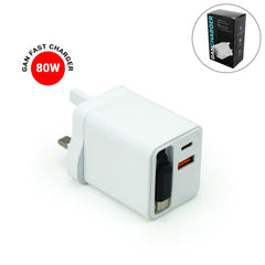 Custom Printed 80W Gan Fast Charger Adaptor With Retractable Built - In Type - C Cable | Logo Branding Corporate Gift | UAE Delivery | Yalla Printing UAE