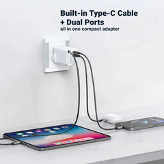 Custom Printed 80W Gan Fast Charger Adaptor With Retractable Built - In Type - C Cable | Logo Branding Corporate Gift | UAE Delivery | Yalla Printing UAE