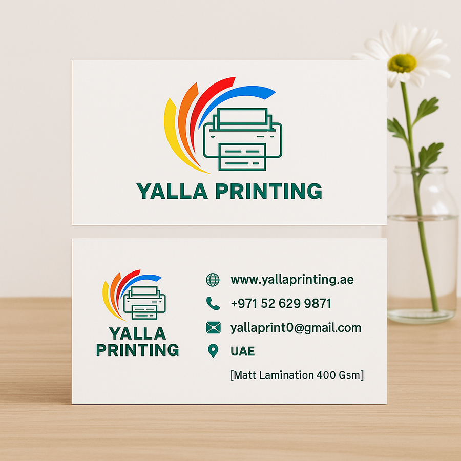 Matt Laminated Business Cards – 400 GSM | Double-Sided Premium Finish | Luxury Feel & Professional Impact – Yalla Printing