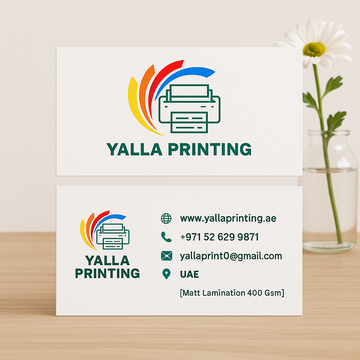 Matt Lamination PRO Business Cards – Elevate Your Brand with 400 GSM Luxury | Double-Sided | Free Design Services | Yalla Printing