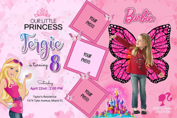 Barbie Theme Personalized PVC Flex Banner with Your Child's Name and Photo - Customizable Decor