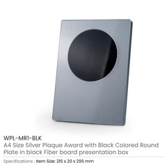 Custom Printed A4 Aluminum Award Plaques With Round Colored Plate And Stand | Corporate Award & Recognition Gift | UAE Delivery | Yalla Printing UAE