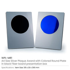 Custom Printed A4 Aluminum Award Plaques With Round Colored Plate And Stand | Corporate Award & Recognition Gift | UAE Delivery | Yalla Printing UAE