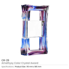 Custom Printed Amethyst Color Crystal Awards In Black Presentation Box | Exhibitions, Conferences, Corporate Events | Yalla Printing UAE
