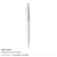 Custom Printed Antibacterial Pens Maxema Icon Green | Logo Branding Corporate Gift | UAE Delivery | Yalla Printing UAE
