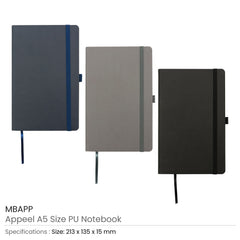 Appeel A5 PU Notebook with Elastic Band, Pen Loop & Bookmark | Logo Branding Corporate Gift | UAE Delivery | Yalla Printing UAE