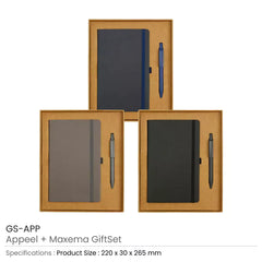Custom Printed Appeel A5 Notebook And Maxema Dot Recycled Pen Italian Gift Sets | Logo Branding Corporate Gift | UAE Delivery | Yalla Printing UAE