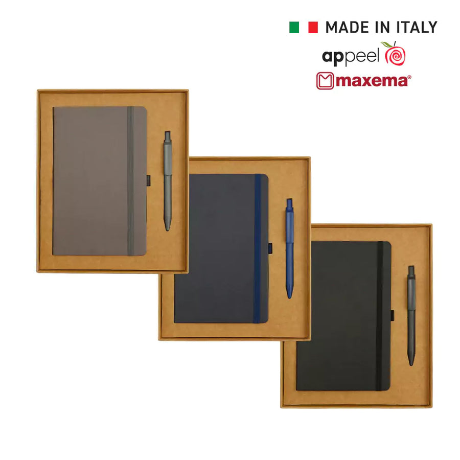 Plastic Pens – Appeel A5 Notebook and Maxema Dot Recycled Pen Italian Gift Sets | Custom Packaging Printing | Free Design Support | Yalla Printing UAE
