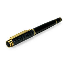 Custom Printed Arabic Traditional Bisht Design Metal Pens, Glossy Black With Gold Outline - Stainless Steel | Logo Branding Corporate Gift | UAE Delivery | Yalla Printing UAE