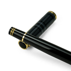 Arabic Traditional Bisht Design Metal Pens , Glossy Black with Gold Outline | Custom Packaging Printing | Free Design Support | Yalla Printing UAE