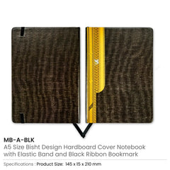 Custom Printed Arabic Bisht Style Notebooks - A5 Hard Cover With Elastic Band, Bookmark & Pen Holder | Logo Branding Corporate Gift | UAE Delivery | Yalla Printing UAE