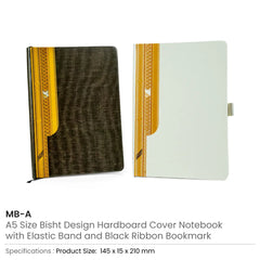 Arabic Bisht Style Notebooks — A5 Hard Cover With Elastic Band, Bookmark & Pen Holder | Logo Branding Corporate Gift | UAE Delivery | Yalla Printing UAE