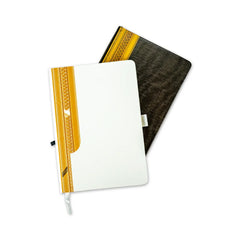 Custom Printed Arabic Bisht Style Notebooks - A5 Hard Cover With Elastic Band, Bookmark & Pen Holder | Logo Branding Corporate Gift | UAE Delivery | Yalla Printing UAE