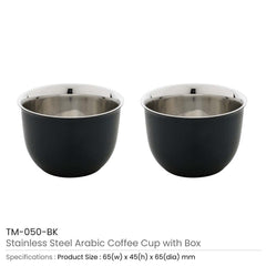 Custom Printed Arabic Coffee Cups 2 Pcs Sets - Stainless Steel | Logo Branding Corporate Gift | UAE Delivery | Yalla Printing UAE