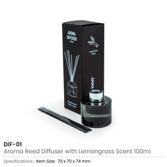 Water Bottles – Aroma Reed Diffuser with Lemon Grass Scent 100ml & 6 Pcs Sticks | Custom Packaging Printing | Free Design Support | Yalla Printing UAE