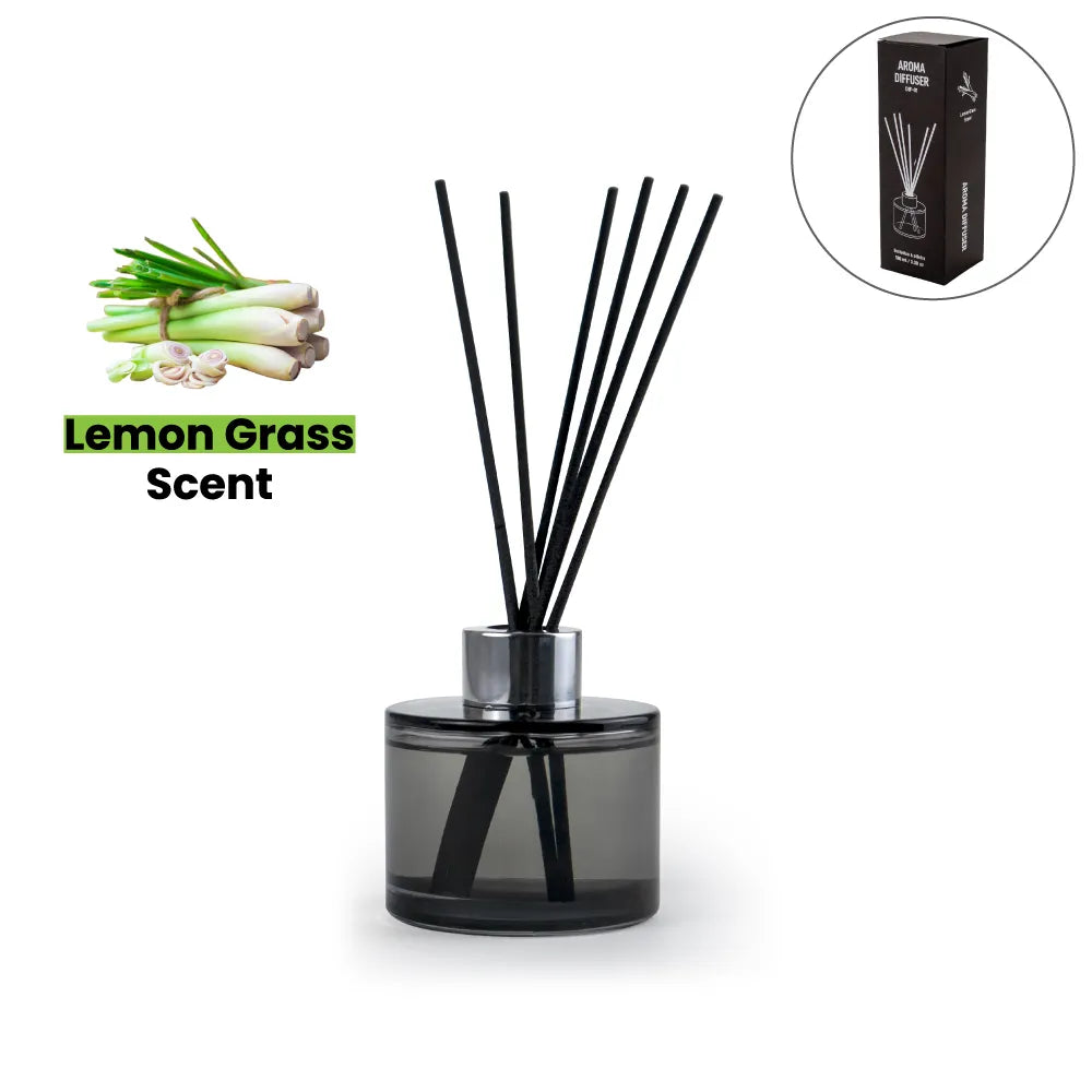 Water Bottles – Aroma Reed Diffuser with Lemon Grass Scent 100ml & 6 Pcs Sticks | Custom Packaging Printing | Free Design Support | Yalla Printing UAE