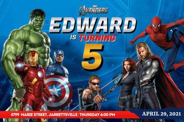 Custom Avengers Style Birthday Banner - Personalized with Name and Age