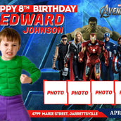 Custom Avengers Style Birthday Banner - Personalized with Picture and Name - Yalla Printing