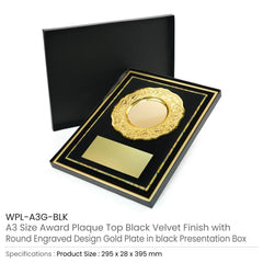 Custom Printed Aluminum Award Plaque A3 Size With Stand & Gold Plate In Presentation Box | Custom Packaging Printing | Free Design Support | Yalla Printing UAE