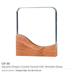 Custom Printed Square Crystal Awards With Wooden Base | Custom Packaging Printing | Free Design Support | Yalla Printing UAE