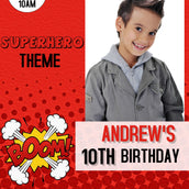 Custom Superhero Theme Boys Kids Birthday Banner - Personalized Party Decor - Yalla Printing