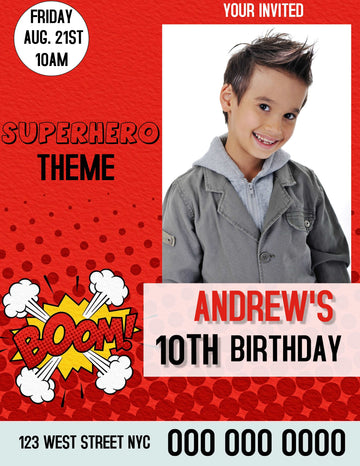 Custom Superhero Theme Boys Kids Birthday Banner - Personalized Party Decor