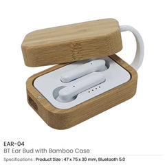 Custom Printed Bt Earbuds With Bamboo Case - Bamboo | Exhibitions, Conferences, Corporate Events | Yalla Printing UAE