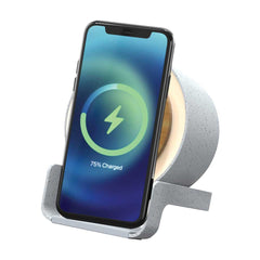 Custom Printed Bt Speakers With Wireless Charging And Lamp - Bamboo | Logo Branding Corporate Gift | UAE Delivery | Yalla Printing UAE