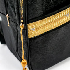 Custom Printed Backpack in PU Leather with Arabic Traditional Gold Bisht Design
