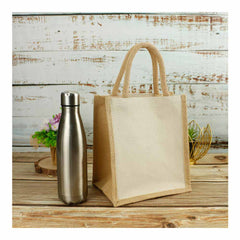 Custom Printed Laminated Cotton Bags With Natural Jute Gusset 10 Oz - Cotton Fabric | Custom Branded Bag | UAE Delivery | Yalla Printing UAE