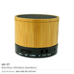 Custom Printed Bamboo Bluetooth Speakers V4.2 - Bamboo | Logo Branding Corporate Gift | UAE Delivery | Yalla Printing UAE